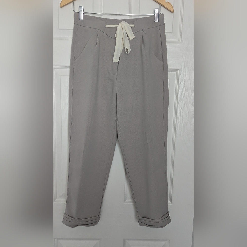 Stylish/Dressy Grey/Mauve Shinestar Gold Women's Cropped/Ankle Pants
